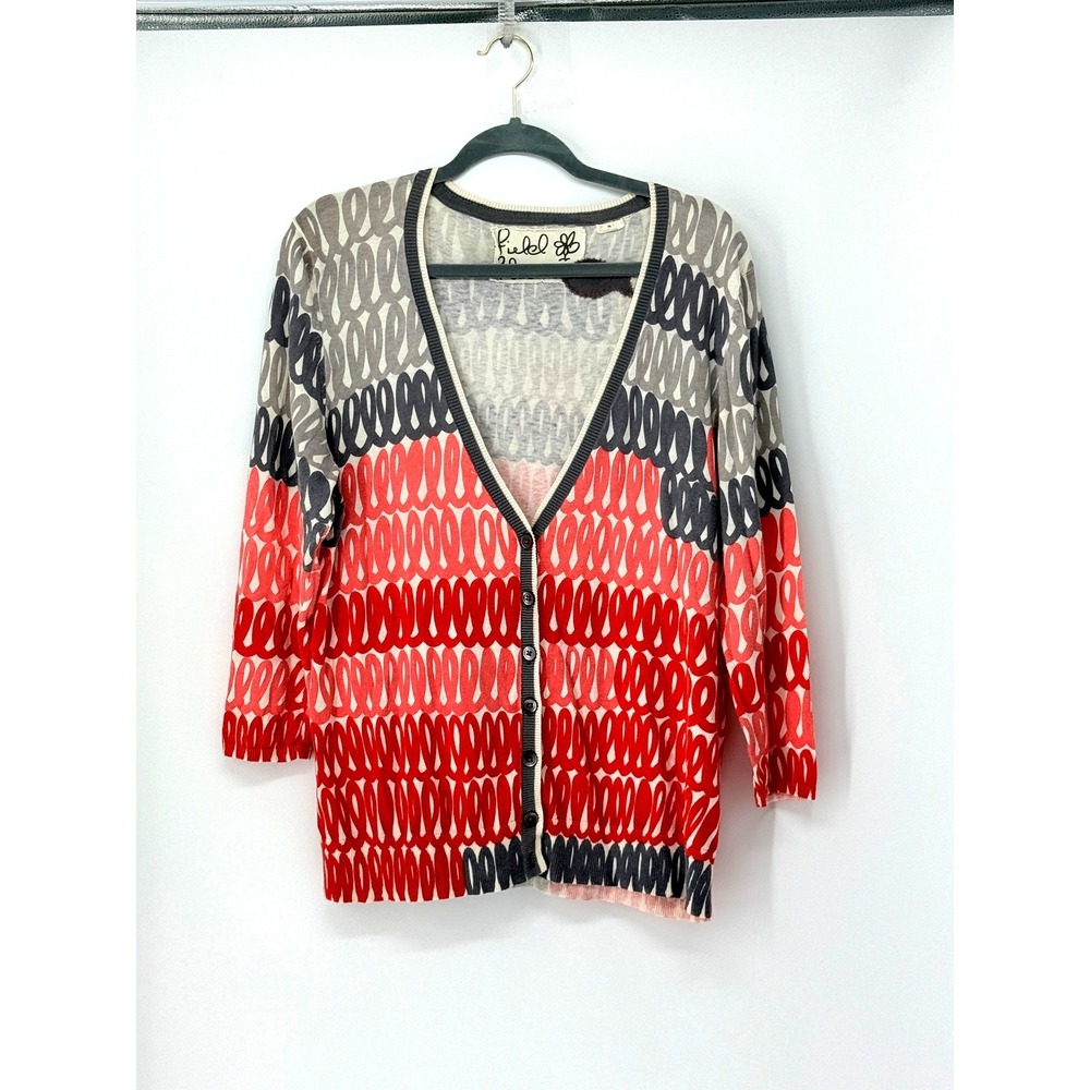 Anthropologie Field Flower Whimsical Print V-Neck Button Front Cardigan Size XL